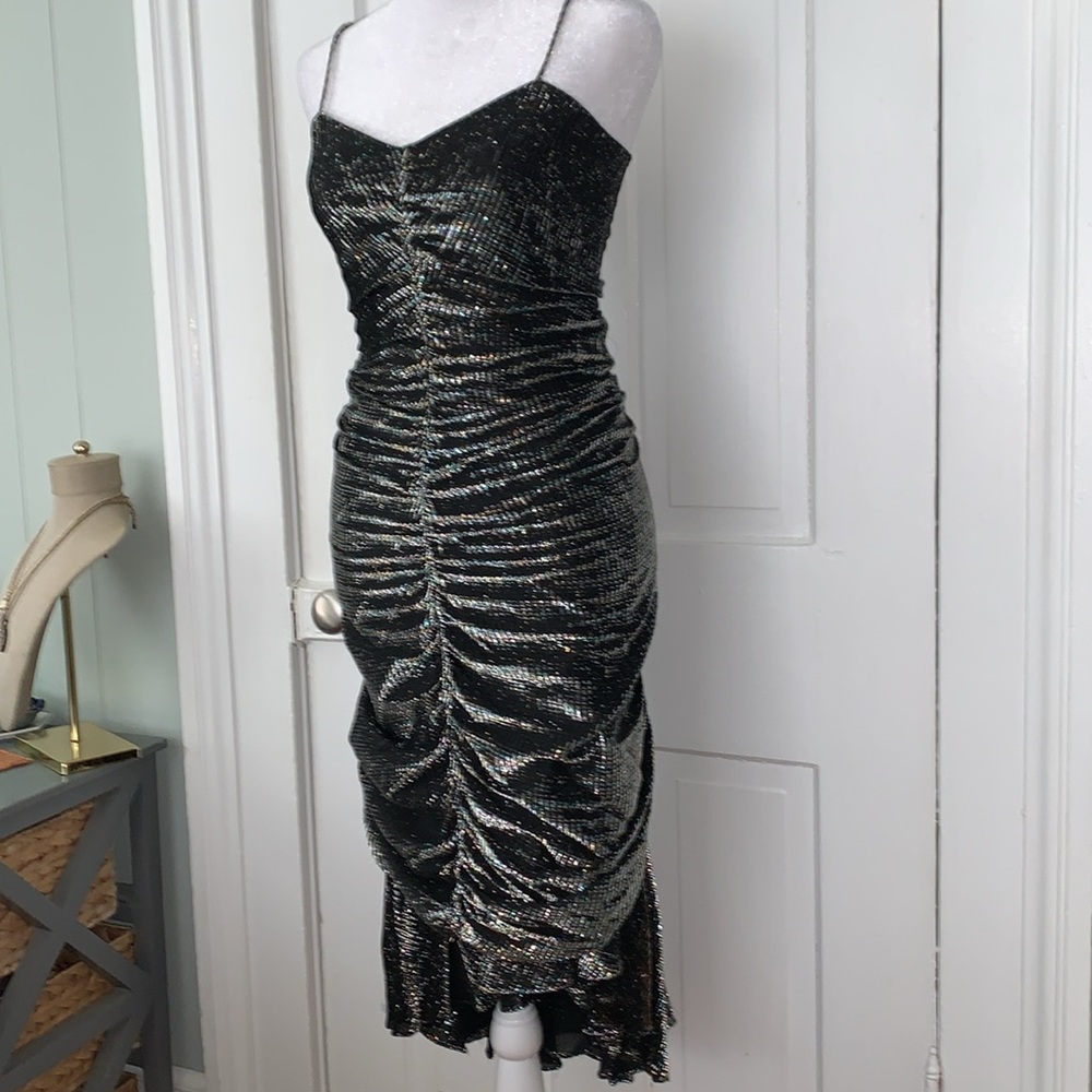 VINTAGE RUCHED SHIMMERY DANCE PARTY MERMAID DRESS - Picture 2 of 15